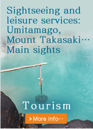 Sightseeing and leisure services:  Umitamago, Mount Takasaki… Main sights